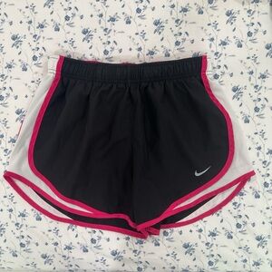Nike Women's Black and Pink Trim Athletic Shorts